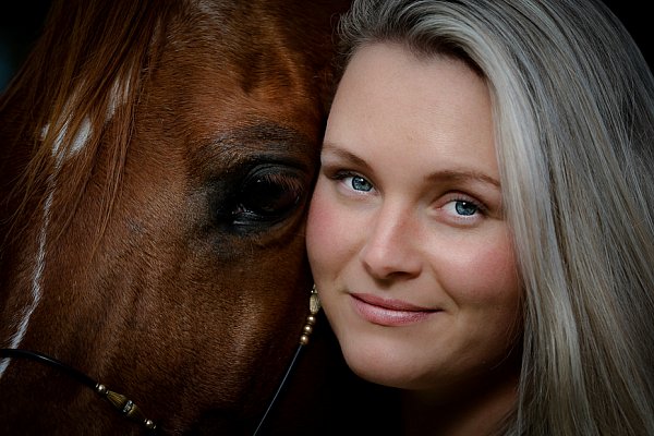 Horses eye and girls face photography